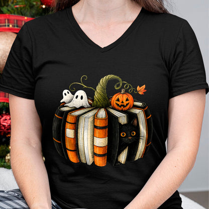 Best Teacher Shirt, Funny Teacher UnisexT-Shirt/Hoodie/Sweatshirt HLT00 - Halloween Reading Pumpkin Book Cat Ghost Librarian Teacher T-Shirt