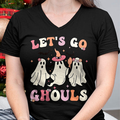 Best Thanksgiving Family Shirt , Funny Thanksgiving UnisexT-Shirt/Hoodie/Sweatshirt HLT00 - Retro Groovy Let's Go Ghouls Halloween Ghost Outfit Costumes T-Shirt