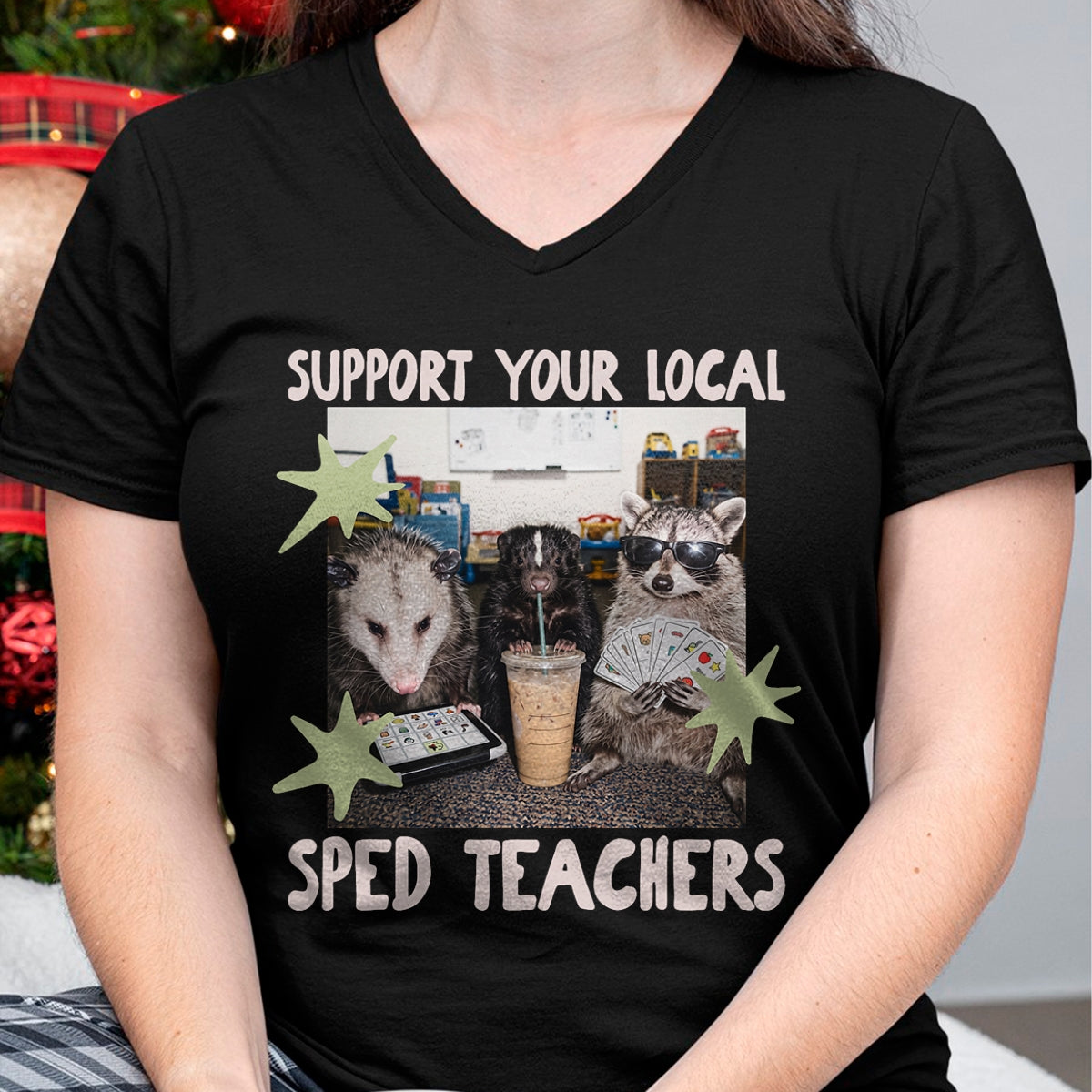 Best Teacher Shirt, Funny Teacher UnisexT-Shirt/Hoodie/Sweatshirt HLT00 - Funny Support Your Local Sped Teachers Raccoon Possum Skunk T-Shirt