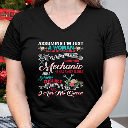 Best Wife Shirt, Wife and Husband Unisex T-Shirt/Hoodie/Sweatshirt HLT00 - Gift for wife T shirt, spoiled wife   I'm A Spoiled Wife Of A Grumpy Old Mechanic T-Shirt