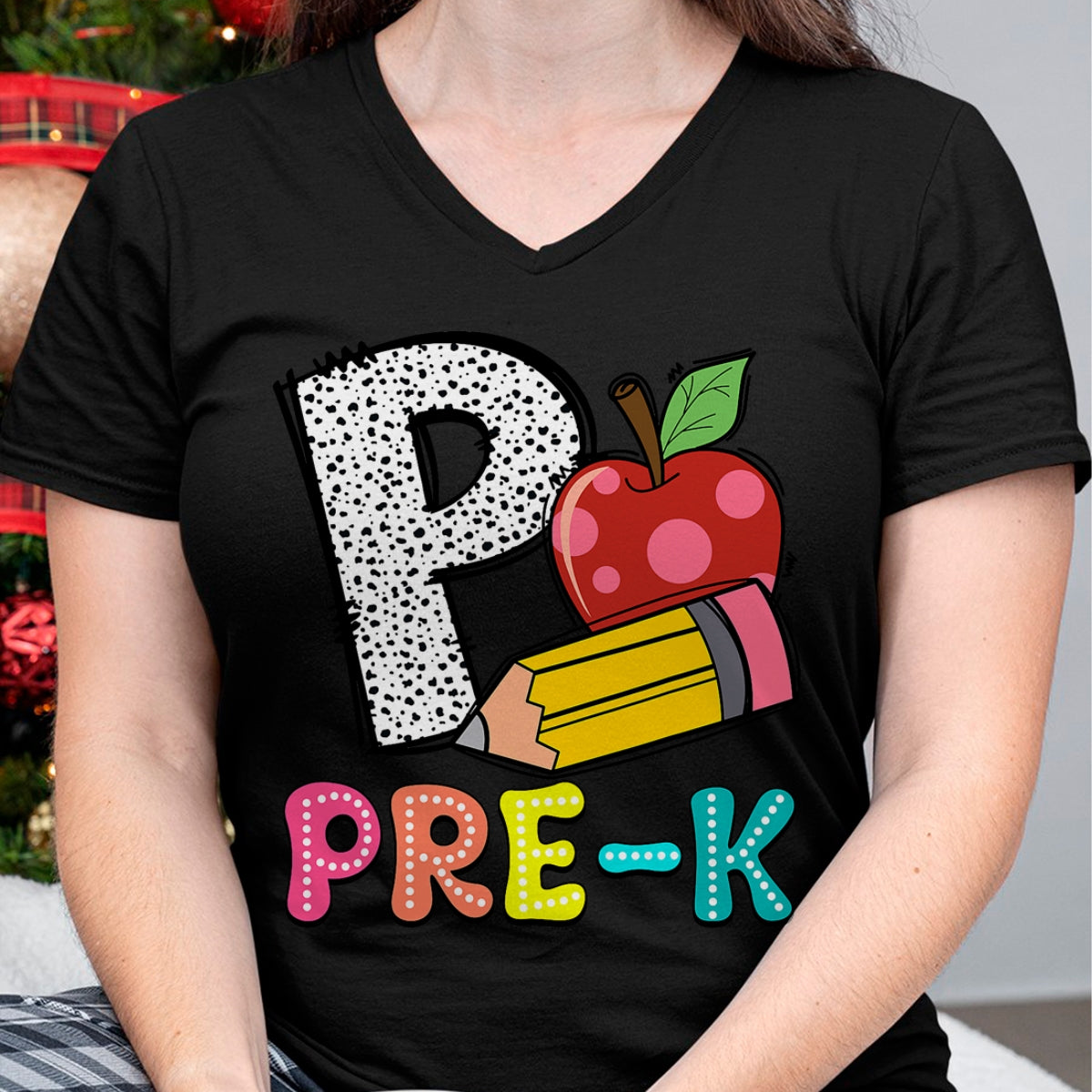 Best Student Shirt, Funny Back To School UnisexT-Shirt/Hoodie/Sweatshirt HLT00 - P is for Pre-K Teacher Pencil Apple Back to School T-Shirt