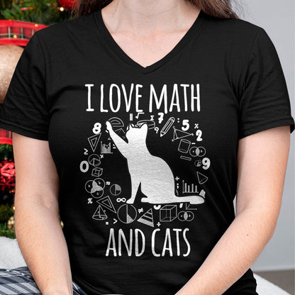 Cat Love Shirt, Funny Cat Lover Gift UnisexT-Shirt/Hoodie/Sweatshirt HLT00 - Math Nerd Math Teacher Cat Lover I Love Math And Cats T-Shirt