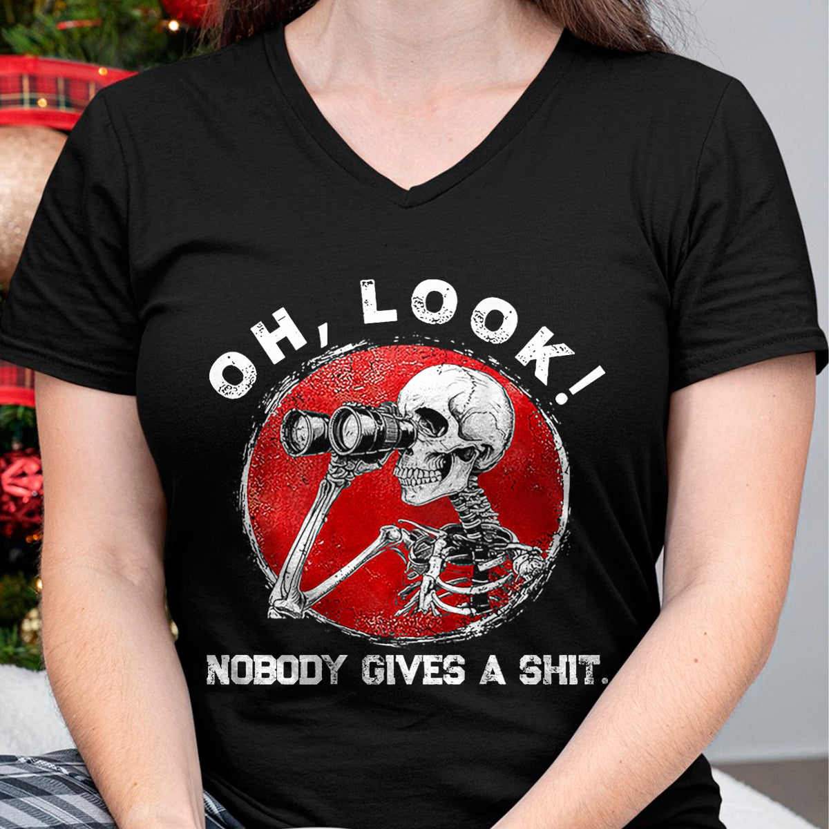 Best Thanksgiving Family Shirt , Funny Thanksgiving UnisexT-Shirt/Hoodie/Sweatshirt HLT00 - Funny Skeleton Oh Look Nobody Gives A Shit Tees T Shirts for Men and Women