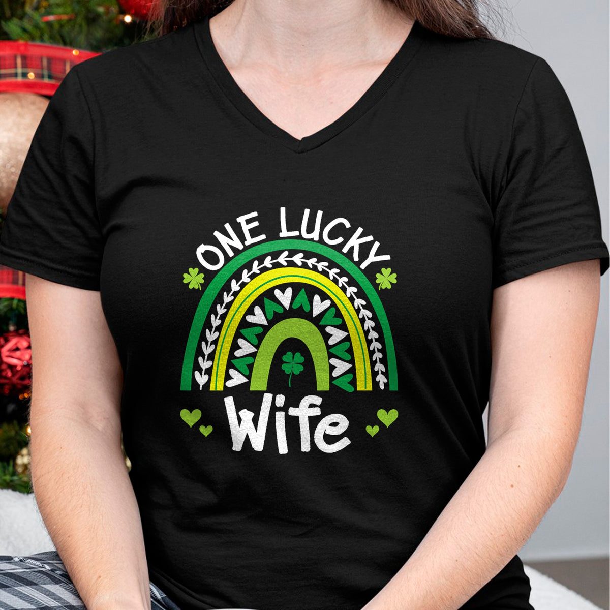 Best Wife Shirt, Wife and Husband Unisex T-Shirt/Hoodie/Sweatshirt HLT00 - Gift for wife T shirt, lucky wife   Womens One Lucky Wife Boho Rainbow St Patricks Day Shamrock Tank (1)