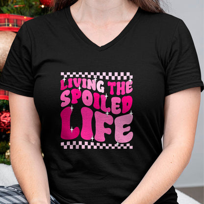 Best Wife Shirt, Wife and Husband Unisex T-Shirt/Hoodie/Sweatshirt HLT00 - Gift for wife T shirt, spoiled wife   Womens Living The Spoiled Life Spoiled Wife V-Neck T-Shirt (1)