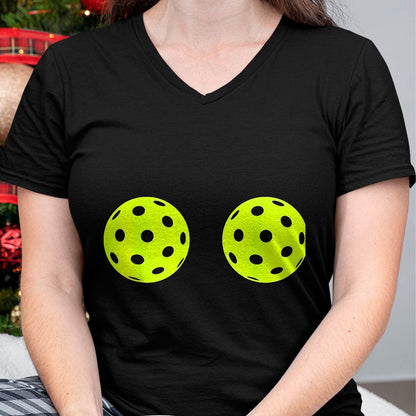 Funny Pickleball Shirt, Pickleball Lover Unisex T-Shirt/Hoodie/Sweatshirt HLT00 - Funny Pickleball Ball Boobs Matching Humor for Women Mommies T-Shirt, Women, Pink Heather, X-Large