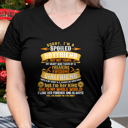 Best Wife Shirt, Wife and Husband Unisex T-Shirt/Hoodie/Sweatshirt HLT00 - Sorry I'm A Spoiled Boyfriend by Freaking Awesome Girlfriend T-Shirt (3)