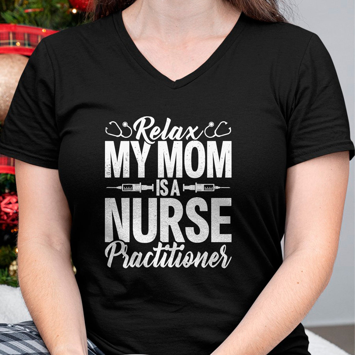 Funny Nurse Shirt, Nurse Unisex T-Shirt/Hoodie/Sweatshirt HLT00 - Relax My Mom Is a Nurse Practitioner Funny NP Nurse's child T-Shirt (1)
