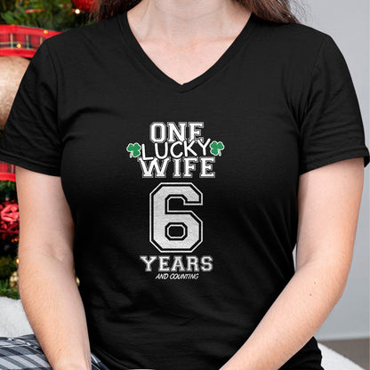 Best Wife Shirt, Wife and Husband Unisex T-Shirt/Hoodie/Sweatshirt HLT00 - Gift for wife T shirt, lucky wife   6 Years Lucky Wife Funny St Patrick's Day Anniversary Her T-Shir