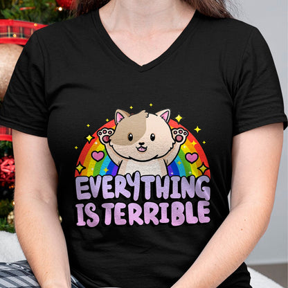 Cat Love Shirt, Funny Cat Lover Gift UnisexT-Shirt/Hoodie/Sweatshirt HLT00 - Everything is Terrible Sarcasm Rainbow Kitten Cute Cat T-Shirt (1)