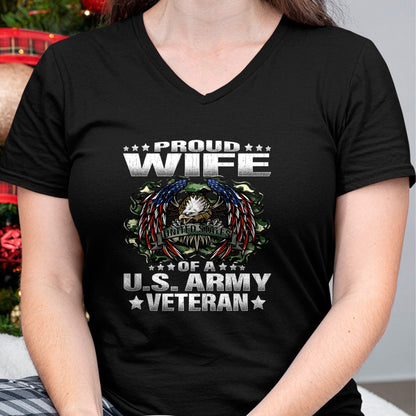 Best Wife Shirt, Wife and Husband Unisex T-Shirt/Hoodie/Sweatshirt HLT00 - Gift for wife T shirt, lucky wife   Proud Wife Of A US Army Veteran Military Vet's Spouse T-Shirt