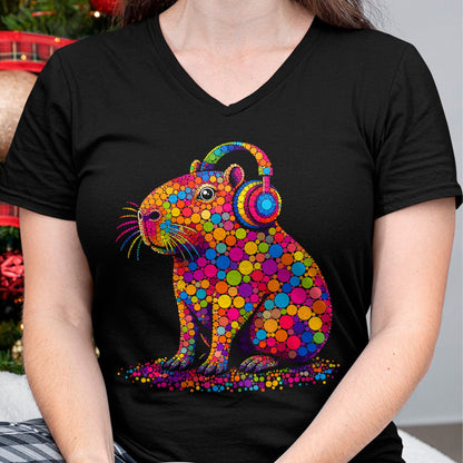 Cute Capybara Shirt, Funny Capybara Unisex T-Shirt/Hoodie/Sweatshirt HLT00 - Funny Capybara Dots Art Animal Lovers Students Boys Girls T-Shirt (3)