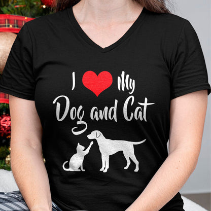Cat Love Shirt, Funny Cat Lover Gift UnisexT-Shirt/Hoodie/Sweatshirt HLT00 - I Love My Dog And Cat T-Shirt (1)