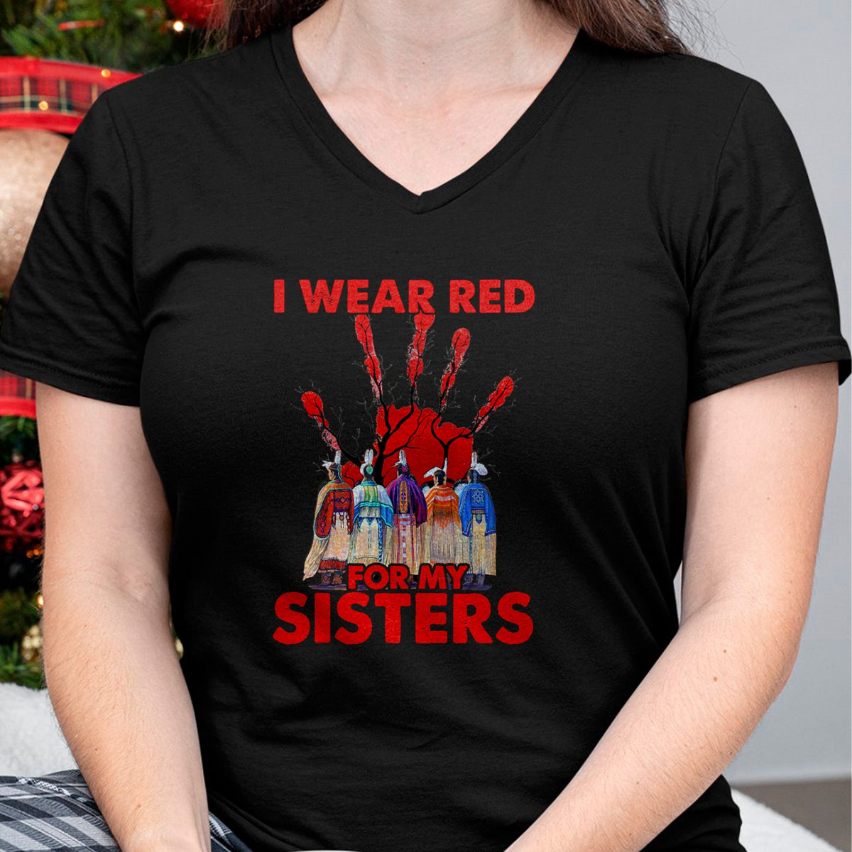 Native American T-Shirts, Vintage Native American Unisex T-Shirt/Hoodie/Sweatshirt HLT00 - I Wear Red For My Sisters Native American MMIW Awareness
