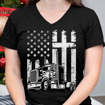Best Truck Driver Life Shirt, Funny Trucker UnisexT-Shirt/Hoodie/Sweatshirt HLT00 - Semi Truck American Flag Christian Truck Driver Patriotic T-Shirt