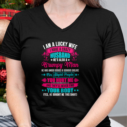 Best Wife Shirt, Wife and Husband Unisex T-Shirt/Hoodie/Sweatshirt HLT00 - Gift for wife T shirt, lucky wife   I Am A Lucky Wife, I Have A Crazy Husband T-Shirt (1)