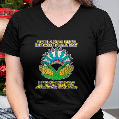 Native American T-Shirts, Vintage Native American Unisex T-Shirt/Hoodie/Sweatshirt HLT00 - Corn Thanksgiving Dark History Native American