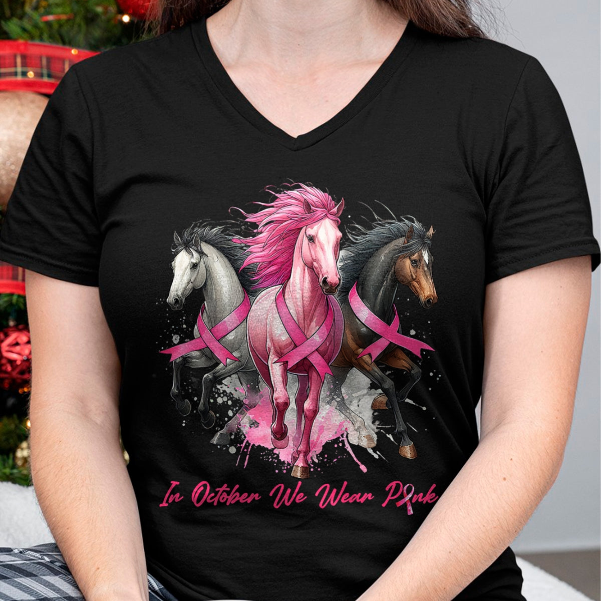 Best Horse Lover Shirt , Funny Horse UnisexT-Shirt/Hoodie/Sweatshirt HLT00 - in October We Wear Pink Horse Breast Cancer Awareness Women T-Shirt