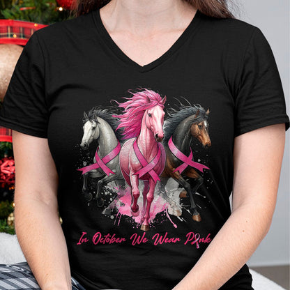 Best Horse Lover Shirt , Funny Horse UnisexT-Shirt/Hoodie/Sweatshirt HLT00 - in October We Wear Pink Horse Breast Cancer Awareness Women T-Shirt