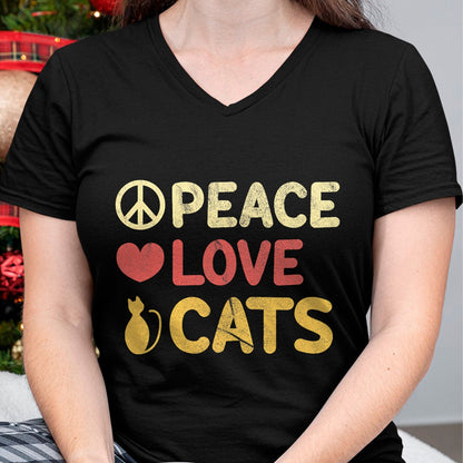 Cat Love Shirt, Funny Cat Lover Gift UnisexT-Shirt/Hoodie/Sweatshirt HLT00 - Peace Love Cats Funny Cat Lover Gift T-Shirt