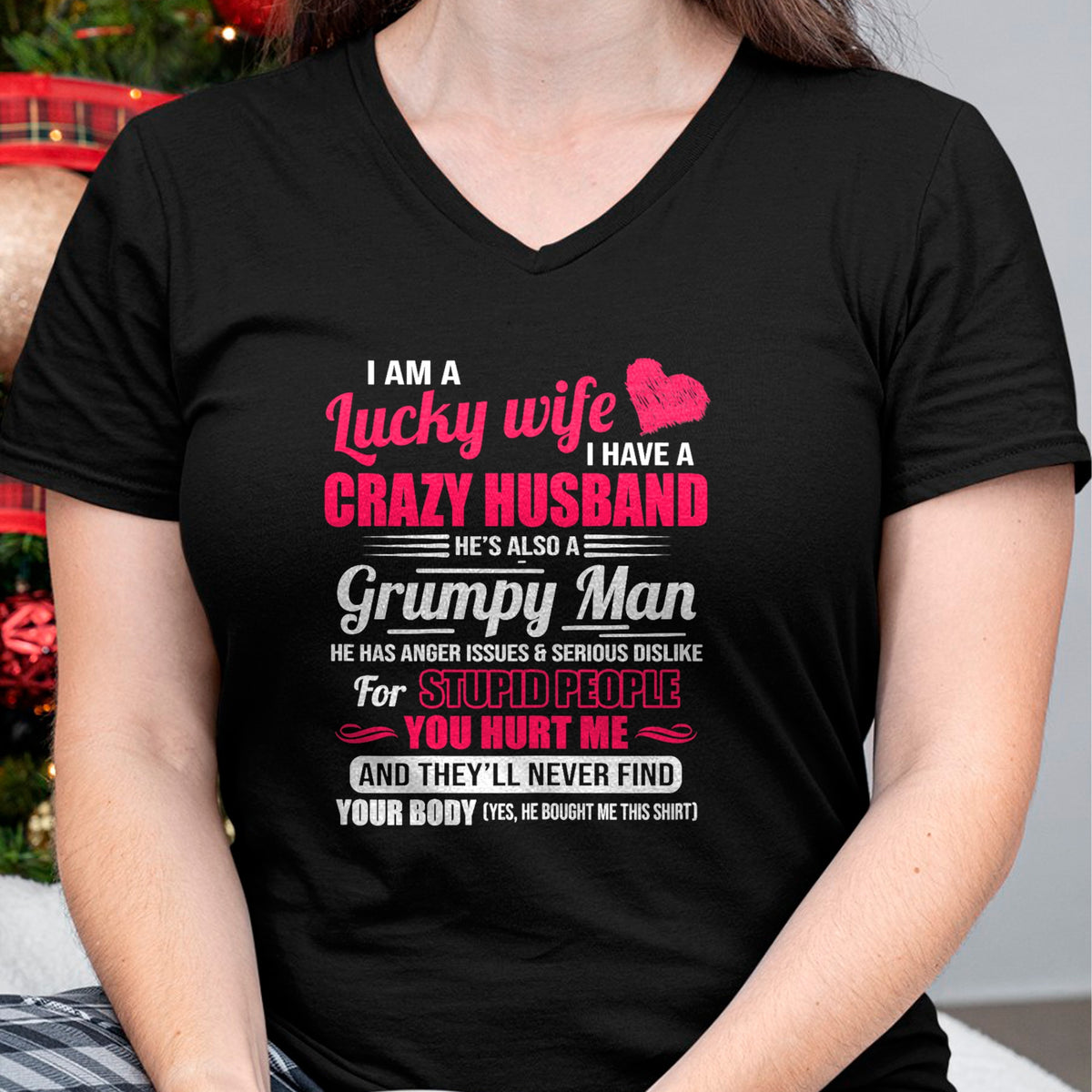 Best Wife Shirt, Wife and Husband Unisex T-Shirt/Hoodie/Sweatshirt HLT00 - Gift for wife T shirt, lucky wife   I Am A Lucky Wife, I Have A Crazy Husband Gift For Womens T-Shir (1)