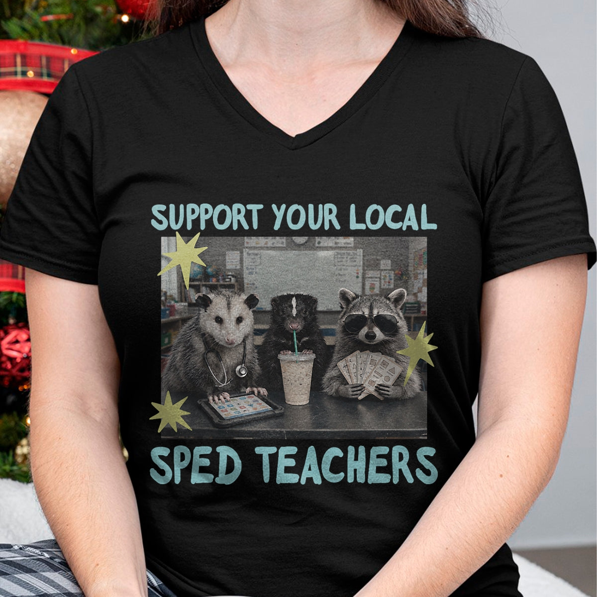 Best Teacher Shirt, Funny Teacher UnisexT-Shirt/Hoodie/Sweatshirt HLT00 - Support Your Local Sped Teachers Raccoon Possum Rad Team T-Shirt