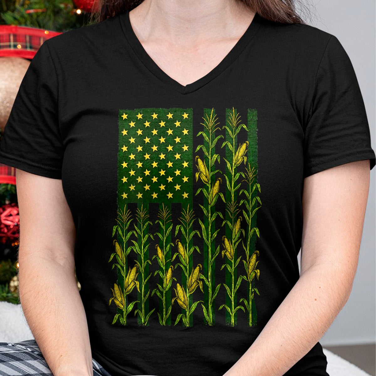Best Farmer Life Shirt, Funny Farmer UnisexT-Shirt/Hoodie/Sweatshirt HLT00 - (Back) Vintage Corn American Flag Patriotic Farmer Farm Flag T-Shirt