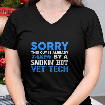 Best Wife Shirt, Wife and Husband Unisex T-Shirt/Hoodie/Sweatshirt HLT00 - This Guy Taken By A Smokin Hot Vet Tech Husband T-Shirt (1)
