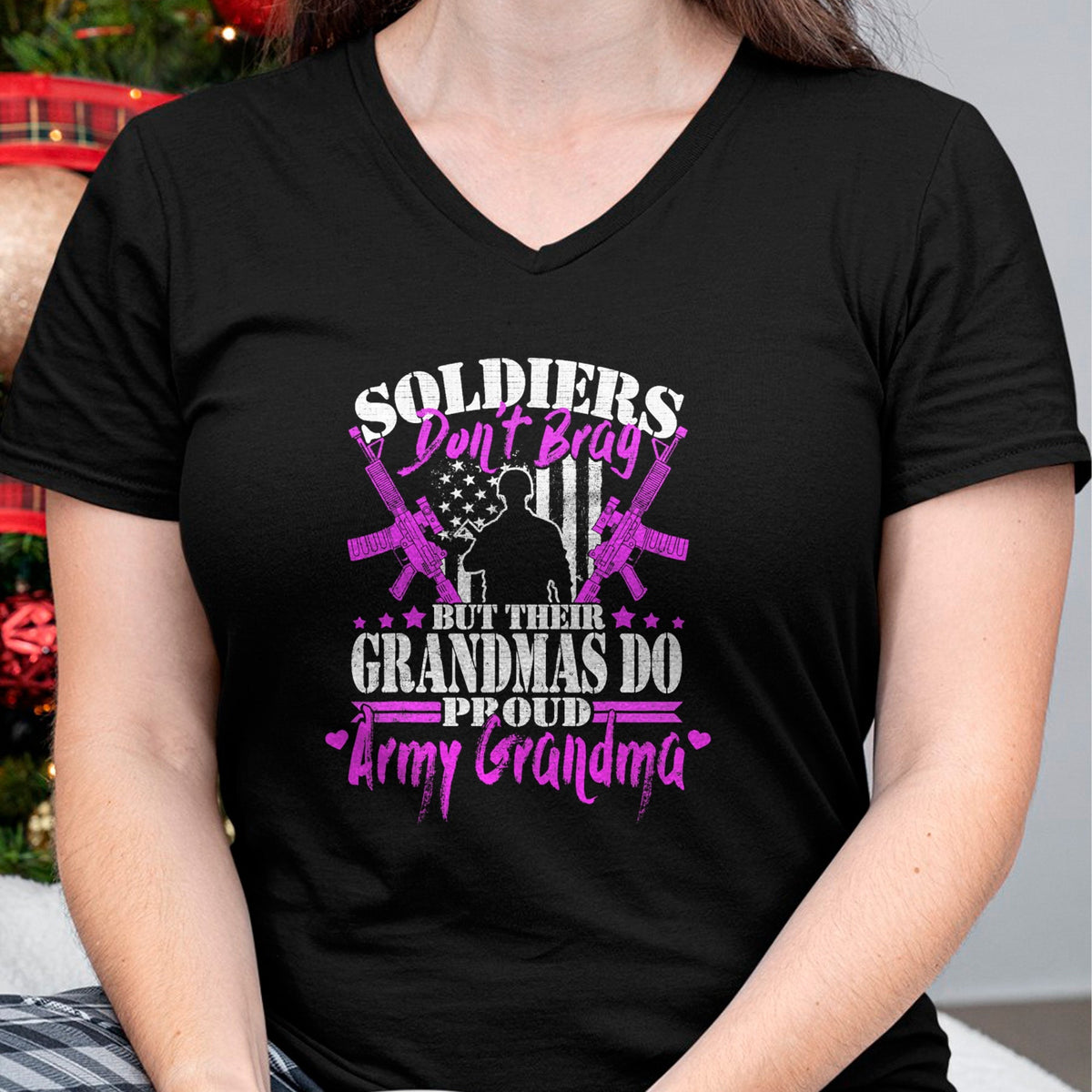 Best Grandma Shirt, Proud Grandma Unisex T-Shirt/Hoodie/Sweatshirt HLT00 - Proud Army Grandma Soldiers Don't Brag Military Grandmother T-Shirt (1)