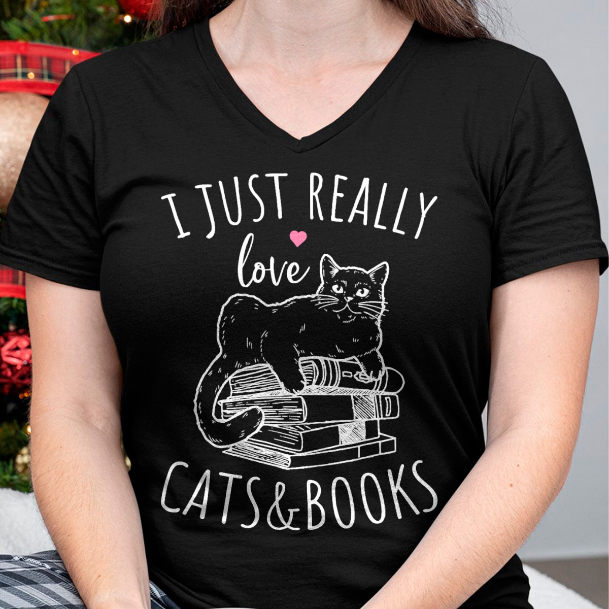 Cat Love Shirt, Funny Cat Lover Gift UnisexT-Shirt/Hoodie/Sweatshirt HLT00 - I Just Really Love Reading Books And Cats Funny Cat And book T-Shirt