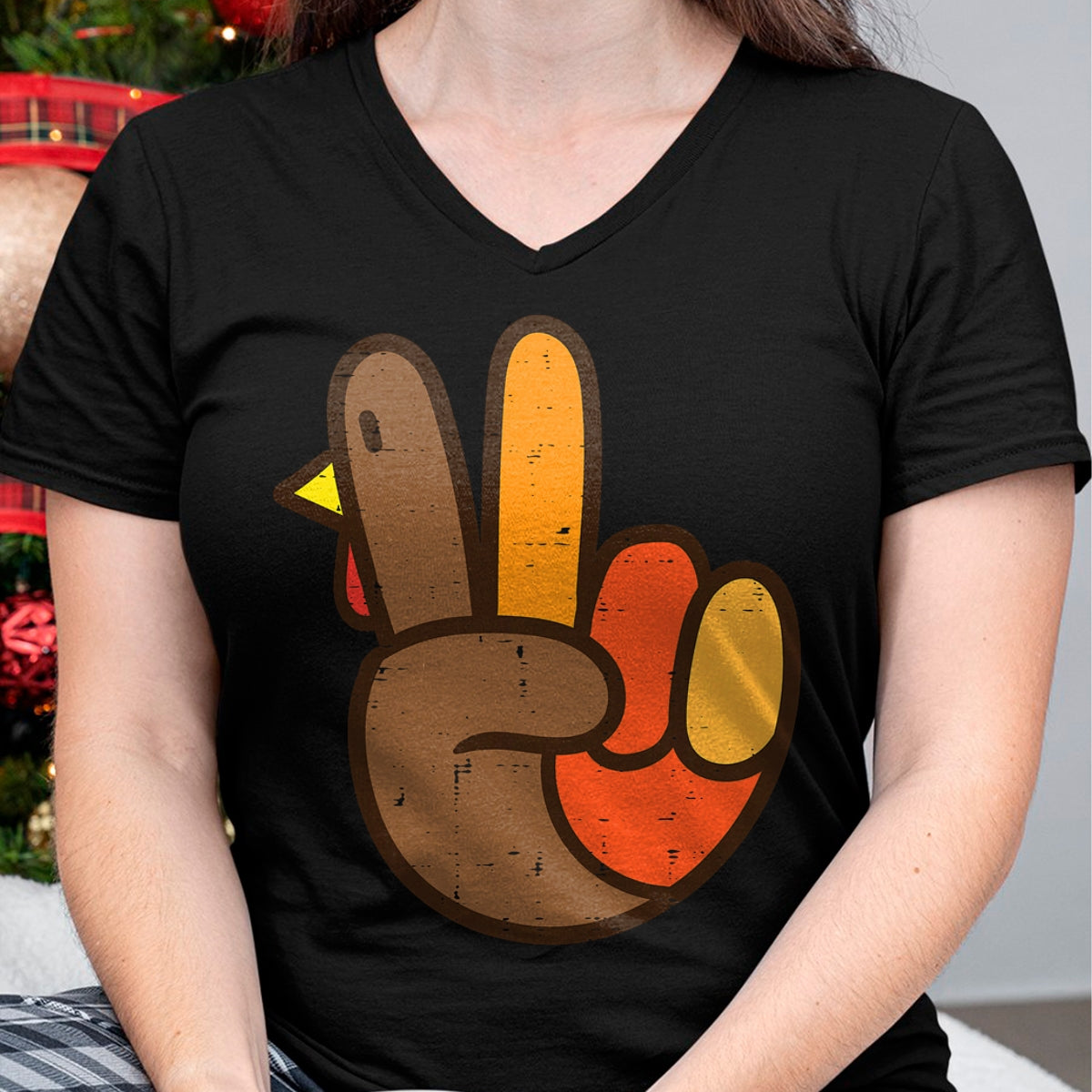 Best Thanksgiving Family Shirt , Funny Thanksgiving UnisexT-Shirt/Hoodie/Sweatshirt HLT00 - Peace Sign Turkey Hand Cool Thanksgiving Hippie Men Women T-Shirt
