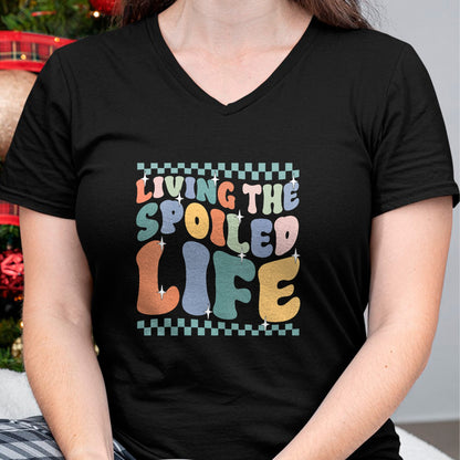 Best Wife Shirt, Wife and Husband Unisex T-Shirt/Hoodie/Sweatshirt HLT00 - Gift for wife T shirt, spoiled wife   Womens Spoiled Wife Living The Spoiled Life V-Neck T-Shirt (1)