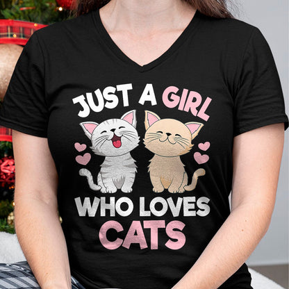 Cat Love Shirt, Funny Cat Lover Gift UnisexT-Shirt/Hoodie/Sweatshirt HLT00 - Just A Girl Who Loves Cats Cute Cat Lover Kitty Girls Kids T-Shirt