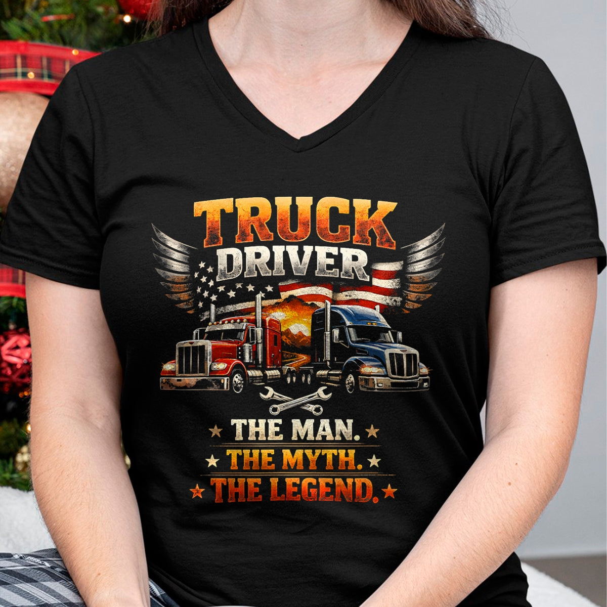 Best Truck Driver Life Shirt, Funny Trucker UnisexT-Shirt/Hoodie/Sweatshirt HLT00 - Truck Driver The Man The Myth The Legend US American Flag T-Shirt