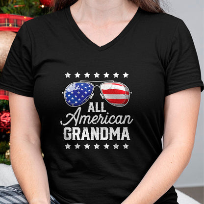 Best Grandma Shirt, Proud Grandma Unisex T-Shirt/Hoodie/Sweatshirt HLT00 - All American Grandma 4th of July Family Matching Sunglasses T-Shirt