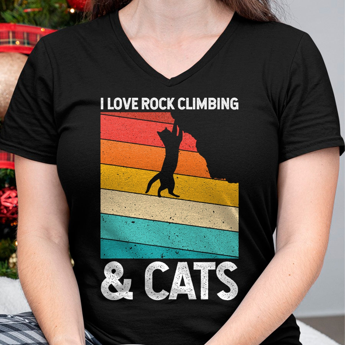 Cat Love Shirt, Funny Cat Lover Gift UnisexT-Shirt/Hoodie/Sweatshirt HLT00 - I Love Rock Climbing & Cats Cute Kitty Cat Lover Gift T-Shirt