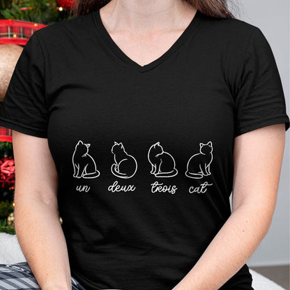 Cat Love Shirt, Funny Cat Lover Gift UnisexT-Shirt/Hoodie/Sweatshirt HLT00 - French Un Deux Trois Cat, Counting, Minimalist, Cat Lover T-Shirt (1)