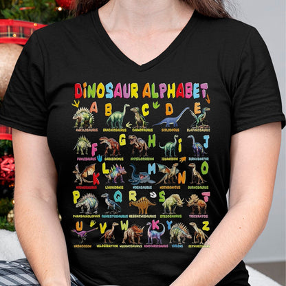 Best Dinosaur Lover Shirt, Funny Dinosaur UnisexT-Shirt/Hoodie/Sweatshirt HLT00 - Types of Dinosaurs Alphabet A-Z ABC Dino Boys Kids Girls T-Shirt, Men, Black, 3X-Large