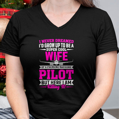 Best Wife Shirt, Wife and Husband Unisex T-Shirt/Hoodie/Sweatshirt HLT00 - Wife of a Freaking Awesome Pilot Gifts for Women T-Shirt