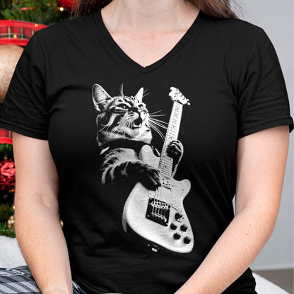 Guitar Lover Shirt, Funny Guitar UnisexT-Shirt/Hoodie/Sweatshirt HLT00 - Rock Cat Playing Guitar - Funny Guitar Cat T-Shirt, Men, Black, 3X-Large