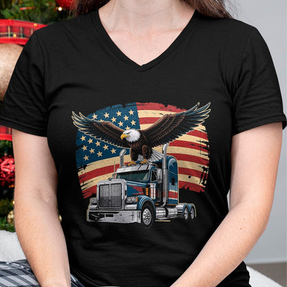 Best Truck Driver Life Shirt, Funny Trucker UnisexT-Shirt/Hoodie/Sweatshirt HLT00 - Trucker Patriotic American Flag Semi Truck Driver Eagle T-Shirt, Men, Purple, 3X-Large