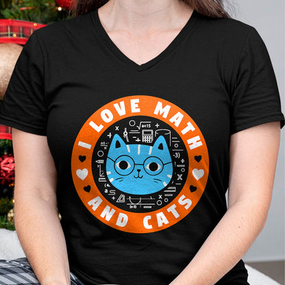 Cat Love Shirt, Funny Cat Lover Gift UnisexT-Shirt/Hoodie/Sweatshirt HLT00 - I Love Math and Cats Funny Cat Lover Math Teacher T-Shirt