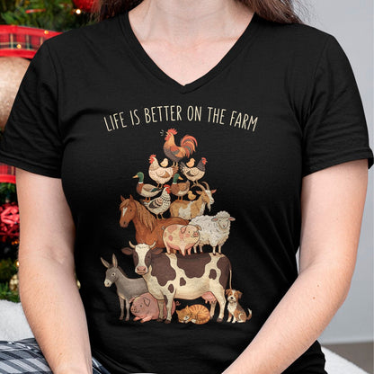 Best Farmer Life Shirt, Funny Farmer UnisexT-Shirt/Hoodie/Sweatshirt HLT00 - Life is Better on the Farm Farmers Farming Cow Pig Chicken T-Shirt