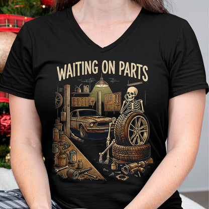 Best Mechanic Life Shirt, Funny Mechanic UnisexT-Shirt/Hoodie/Sweatshirt HLT00 - Waiting On Parts Funny Skeleton Auto Mechanic Car Garage T-Shirt