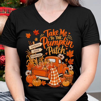 Best Thanksgiving Family Shirt , Funny Thanksgiving UnisexT-Shirt/Hoodie/Sweatshirt HLT00 - Take Me to The Pumpkin Patch Autumn Fall Vintage Truck T-Shirt