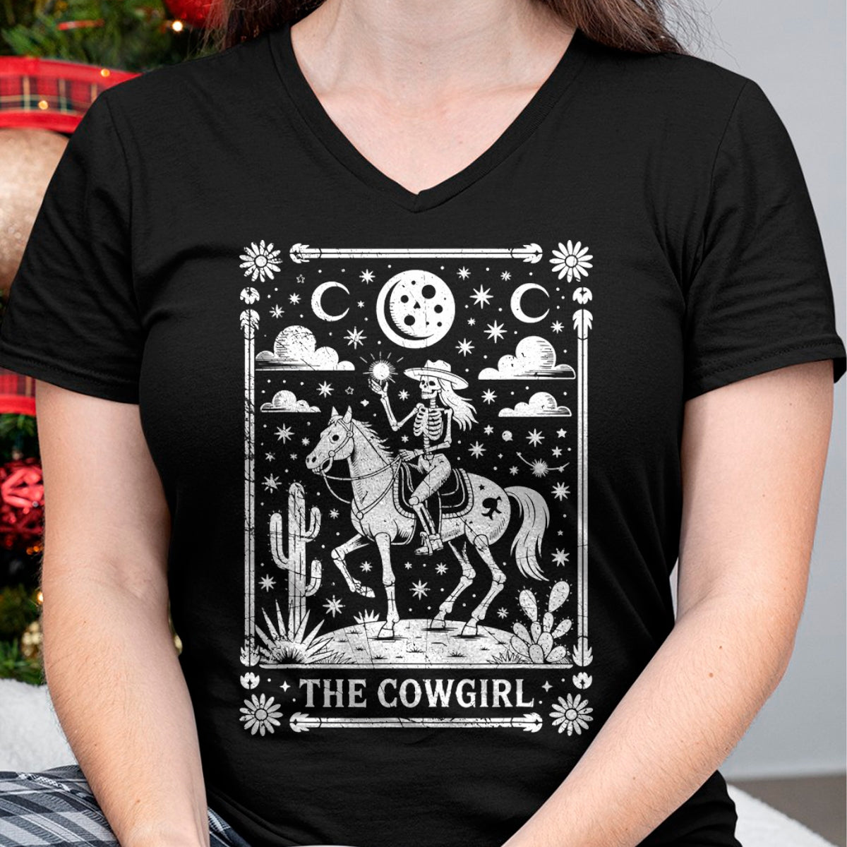 Best Horse Lover Shirt , Funny Horse UnisexT-Shirt/Hoodie/Sweatshirt HLT00 - Skeleton Cowgirl Riding Horse Tarot Card Gothic Halloween T-Shirt