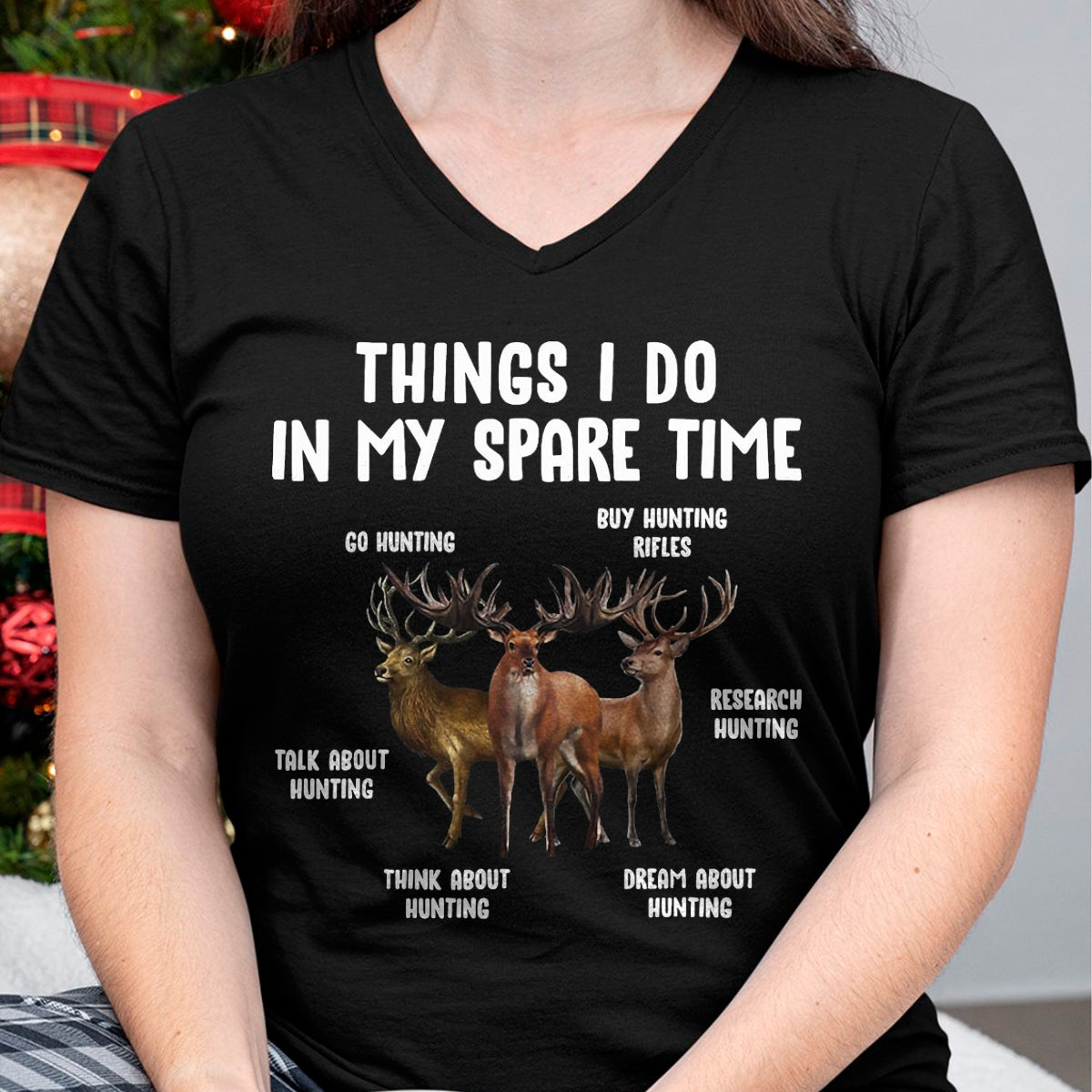 Funny Hunting Shirt, Gift For Hunting Lover Unisex T-Shirt/Hoodie/Sweatshirt HLT00 - Hunting Deer Things I Do in My Spare Time Hunting Lovers T-Shirt, Men, Black, 3X-Large