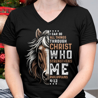 Best Horse Lover Shirt , Funny Horse UnisexT-Shirt/Hoodie/Sweatshirt HLT00 - I Can Do All Things Through Christ Horse Inspirational T-Shirt