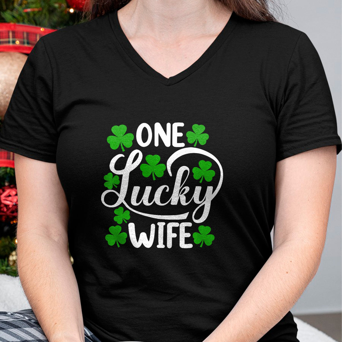 Best Wife Shirt, Wife and Husband Unisex T-Shirt/Hoodie/Sweatshirt HLT00 - Gift for wife T shirt, lucky wife   One Lucky Wife Funny St Patrick's Day Shamrocks Premium T-Shirt