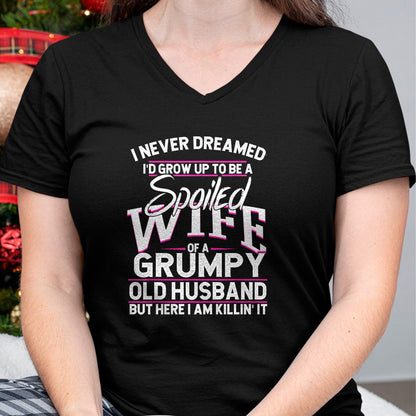 Best Wife Shirt, Wife and Husband Unisex T-Shirt/Hoodie/Sweatshirt HLT00 - Gift for wife T shirt, spoiled wife   Spoiled Wife Of A Grumpy Old Husband Long Sleeve T-Shirt